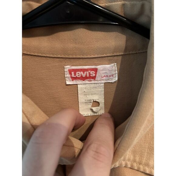 Vintage Levi’s Men’s Large Made In USA Shirt Jacket Khaki Tan - Picture 4 of 10